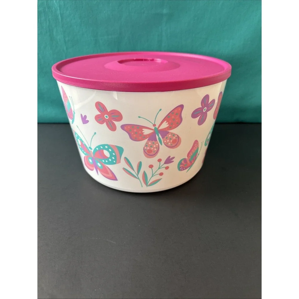 Tupperware Ilumina Butterfly Bowl 28 Cup /6.6L Butterflies Flowers click